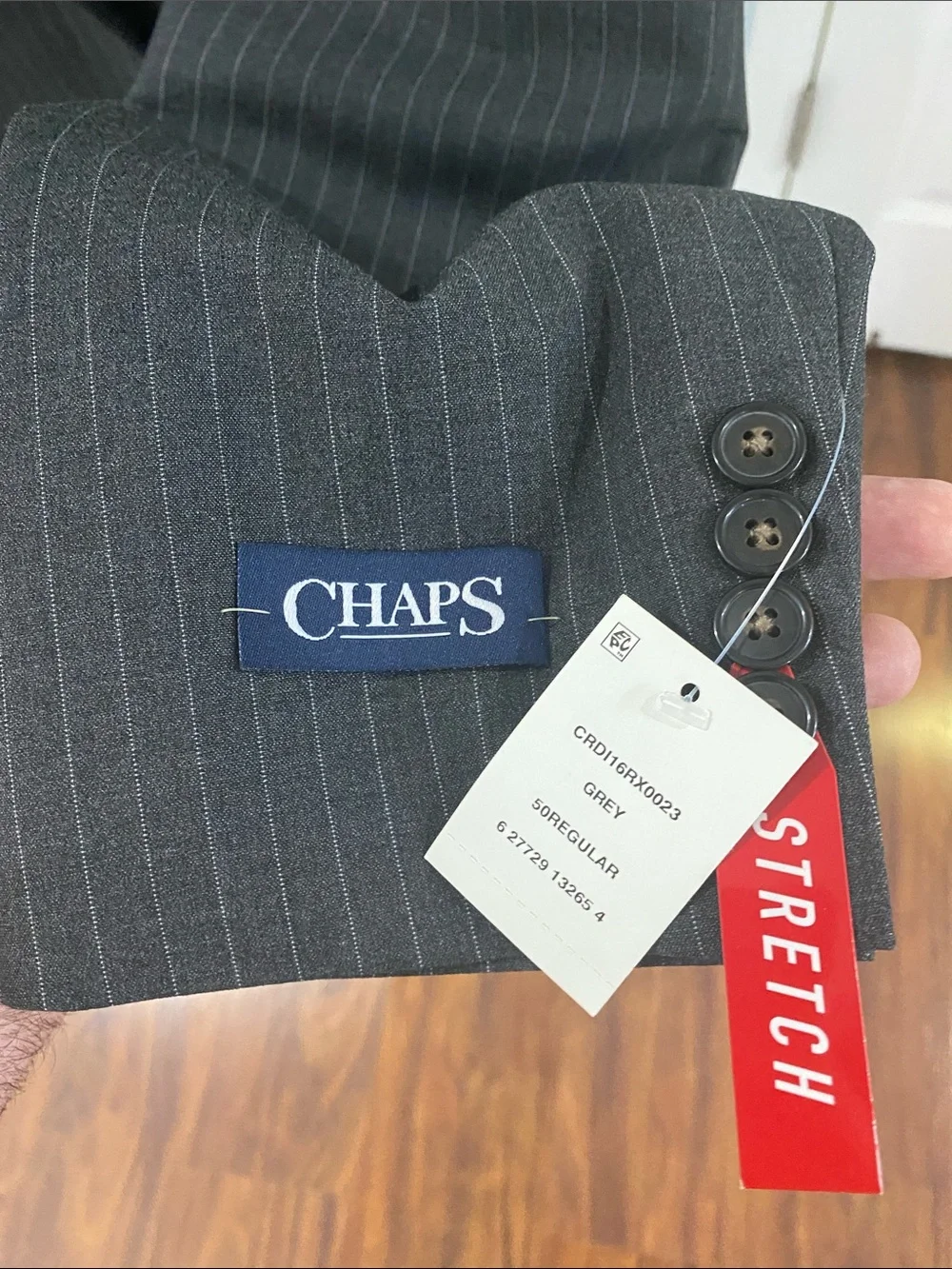 🆕 Chaps Performance Series Charcoal Grey Pinstripe Suit Jacket Stretch 50R